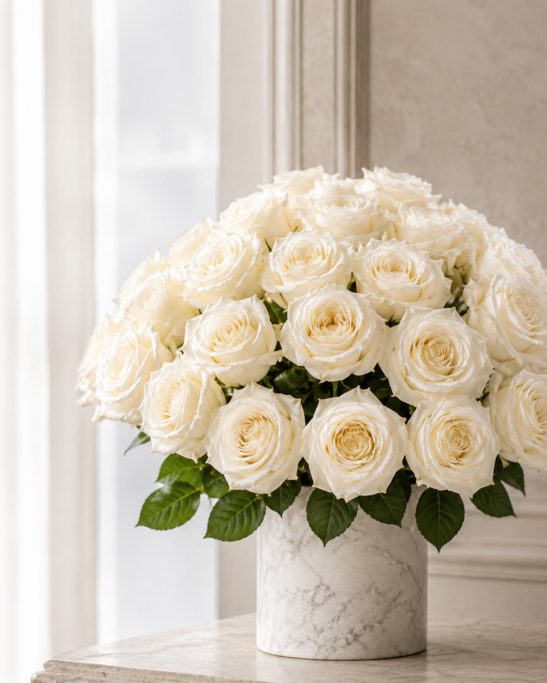 Immaculate White Roses